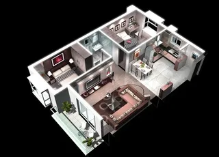 户型 透视鸟瞰图图片