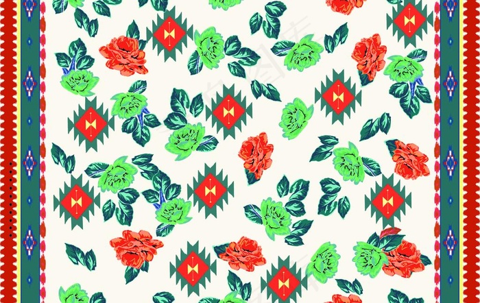 双边定位 定位花 手绘花 高清图片