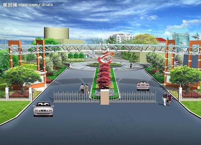 厂区入口绿化效果图图片
