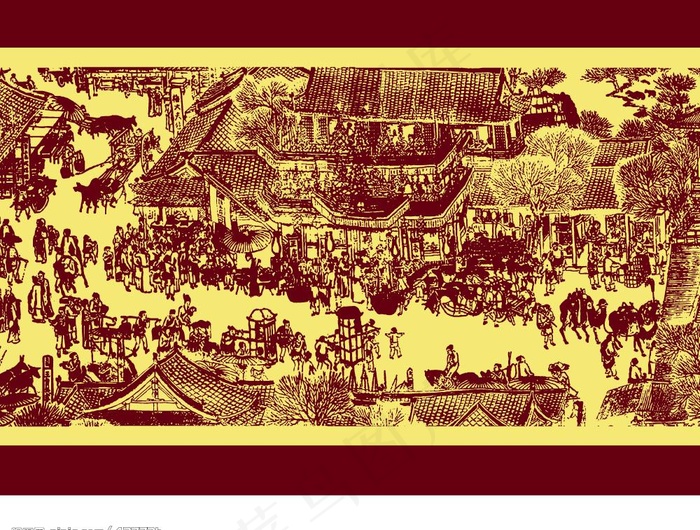 清明上河图（矢量）图片cdr矢量模版下载