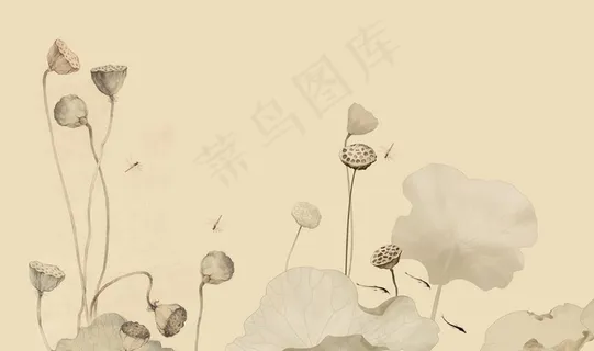 新中式禅意墨韵水墨荷花背景墙图片 新中式禅意墨韵水墨荷花背景墙图片