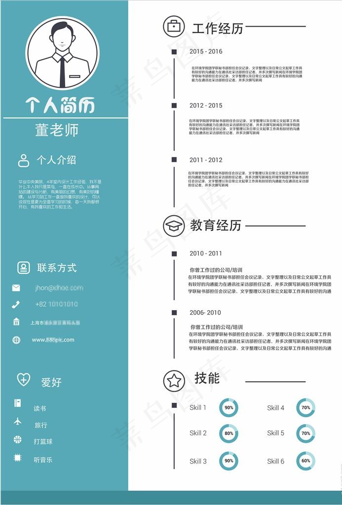 大气简约小清新个人简历图片