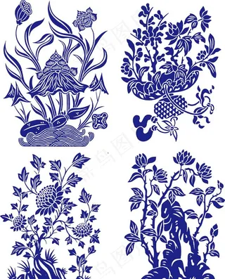 装饰底纹 青花瓷 龙凤图片