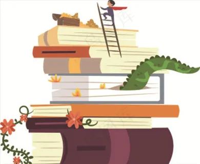 创意手绘水彩卡通书山图案矢量素图片 创意手绘水彩卡通书山图案矢量素图片