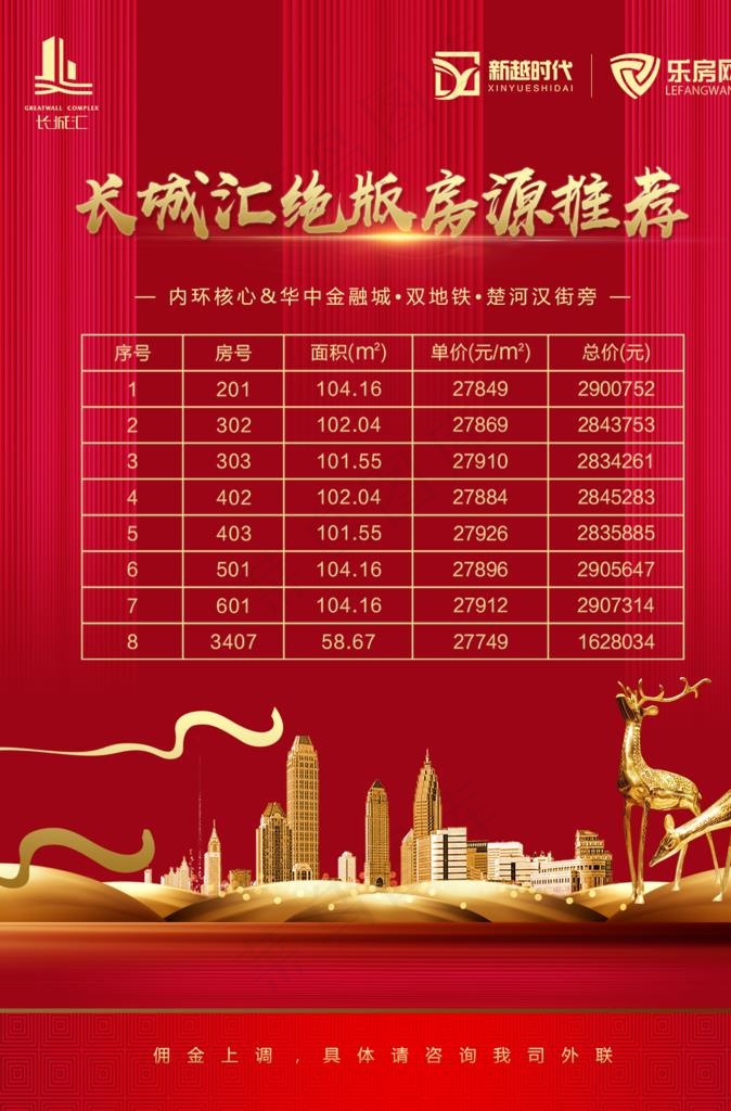 红色竖条纹背景金色房子鹿朋友圈图片psd模版下载