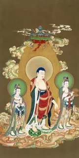 高清西方三圣阿弥陀佛图片