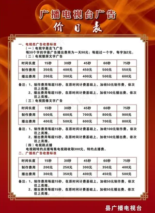 项目价格表图片
