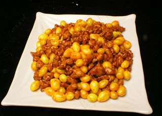 白果炒牛肉粒图片