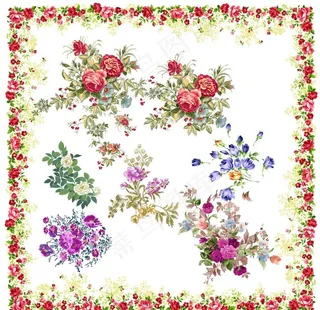 复古花卉印花图片