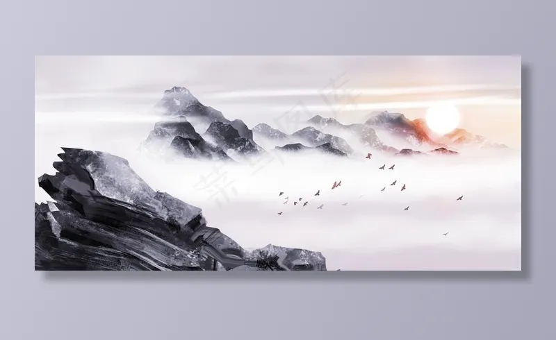山水大气企业文化背景素材图片(3848X1823(DPI:300))psd模版下载