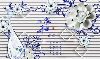 青花瓷3D影视墙图片