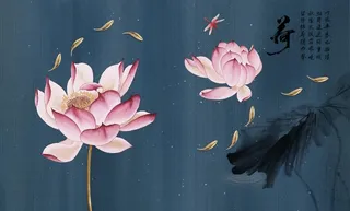 荷花背景墙图片