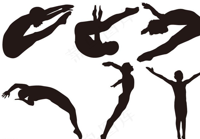 跳水人物剪影图片