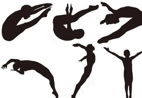 跳水人物剪影图片