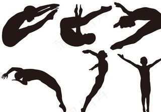 跳水人物剪影图片