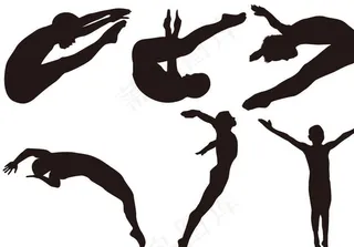 跳水人物剪影图片