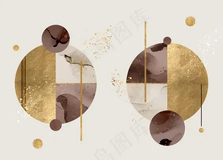 现代简约几何金色装饰画图片