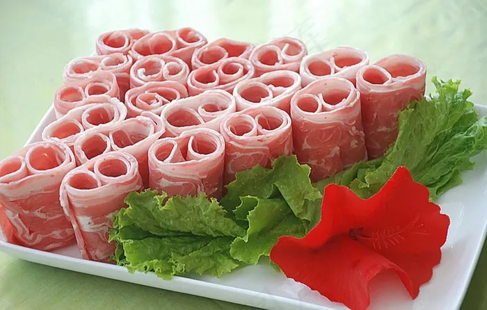 特色火锅绿色健康牛羊肉卷图片