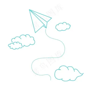 蓝色线条矢量纸飞机免抠PNG图片