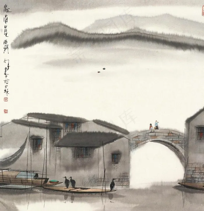 中式山水风景画图片