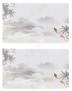 水墨  金鱼 荷花 名片图片 水墨  金鱼 荷花 名片图片