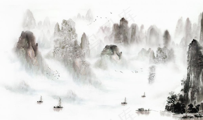 中国风新中式山水画图片