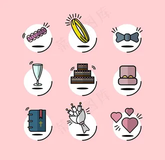 可爱的婚礼图标图片