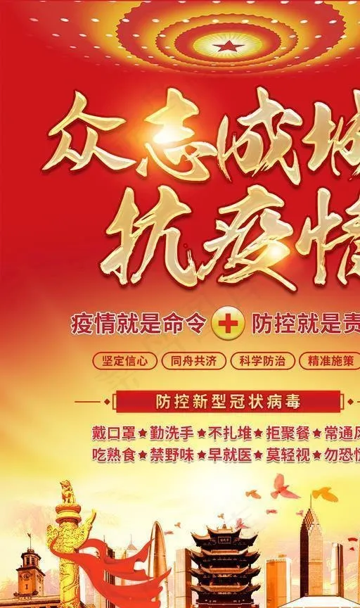 抗击疫情宣传挂画图片(2953X4724(DPI:150))psd模版下载