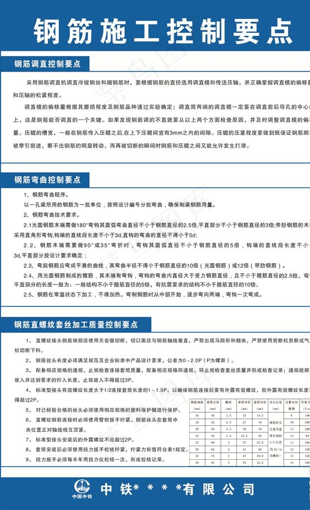 钢筋施工控制要点图片cdr矢量模版下载