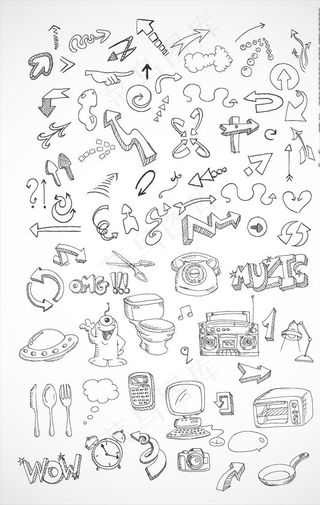 卡通手绘线稿矢量素材图片