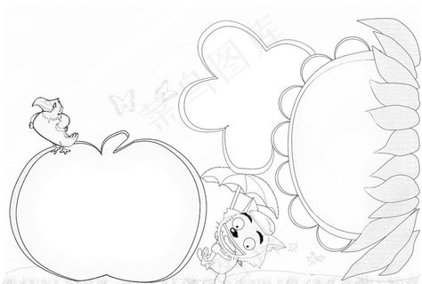 小学生 手抄报 黑白 线稿 标图片