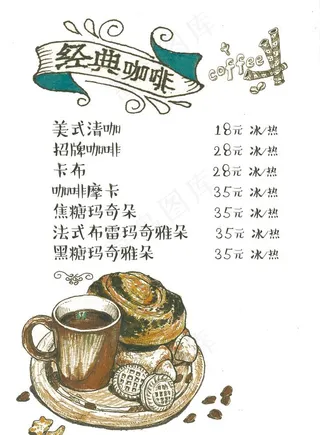 手绘咖啡菜单图片