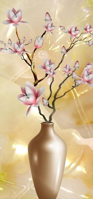 吉祥平安玉兰花大理石玄关图片