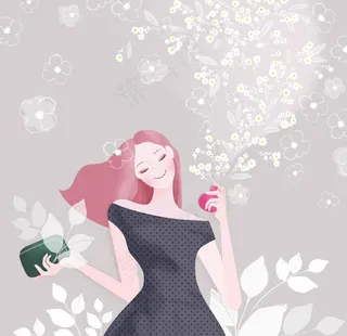 人物小清新女子插画图片