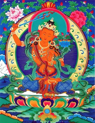 唐卡 彩唐 文殊菩萨图片