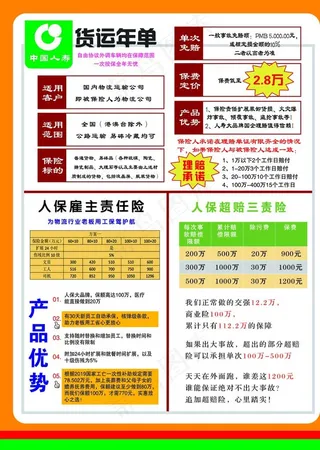 中国人寿  人保彩页图片