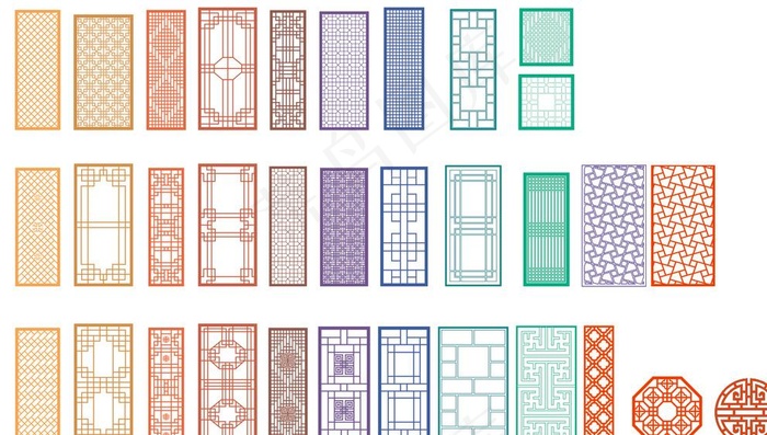 中式窗格窗花镂空图案图片