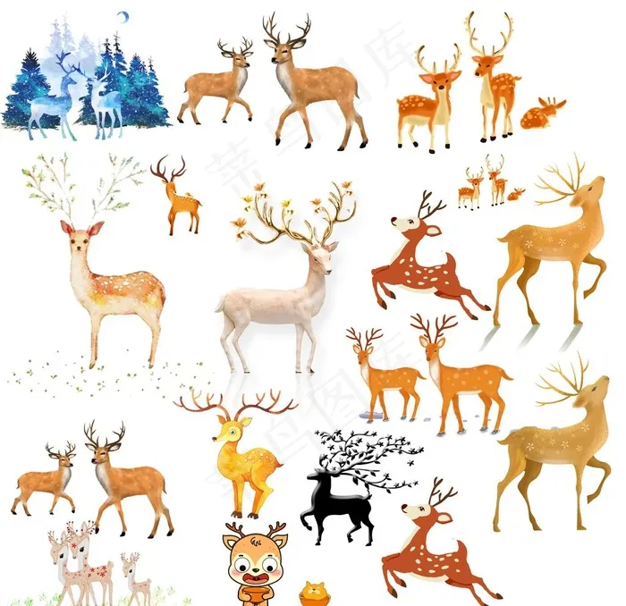 梅花鹿图片(3543X3543(DPI:300))psd模版下载