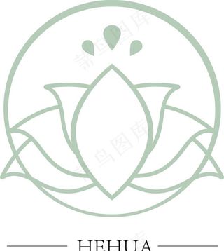 荷花 花瓣 白描 线条 拼接图片