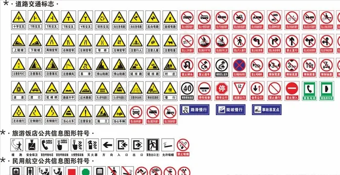 道路交通标志图片cdr矢量模版下载