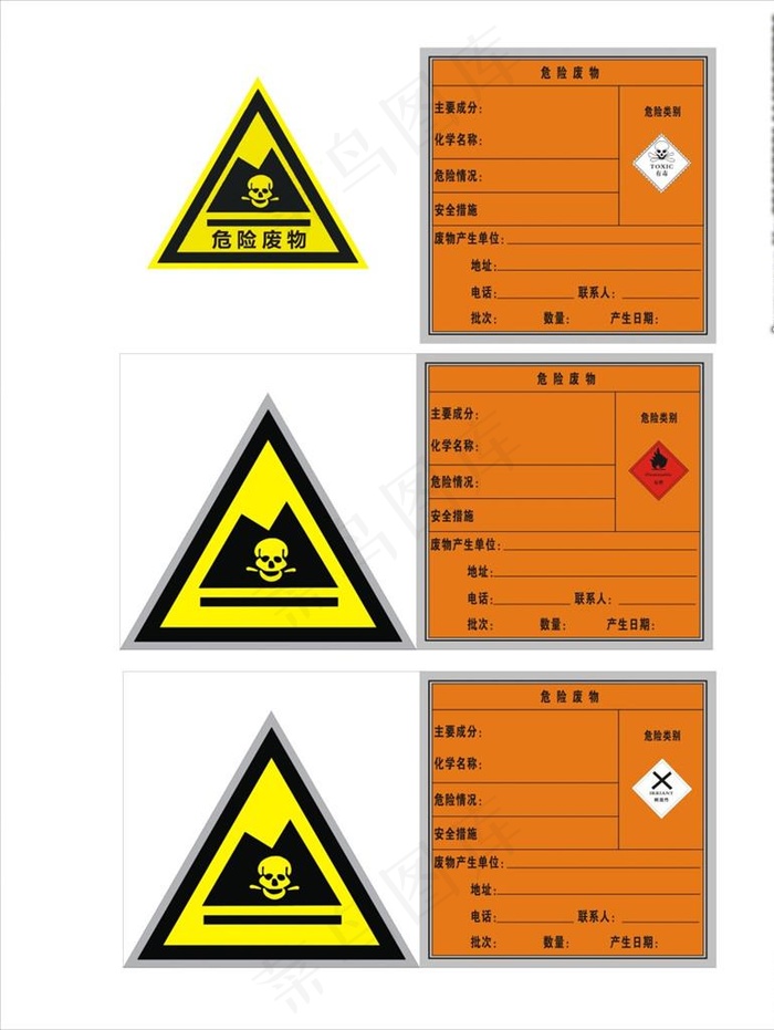 危险废物警示牌图片cdr矢量模版下载