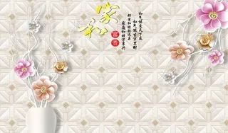 浮雕花 花瓶背景墙图片