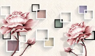 浮雕花 玫瑰 框框 背景墙图片