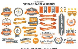 彩绘复古徽章飘带图片