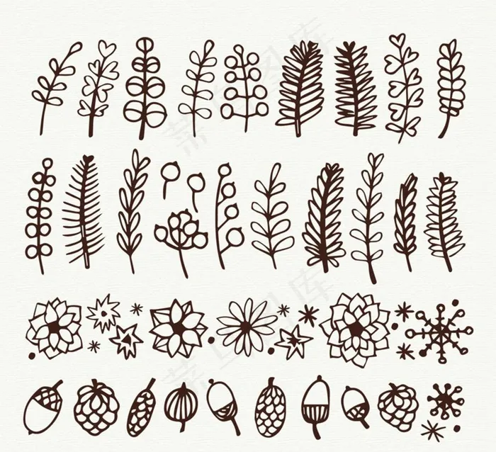 手绘植物图片ai矢量模版下载
