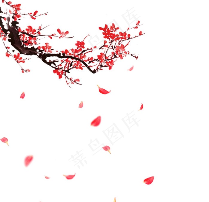 中式梅花花瓣图片psd模版下载