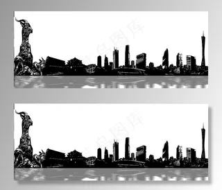 广州城市剪影图片