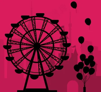 创意摩天轮与气球剪影图片
