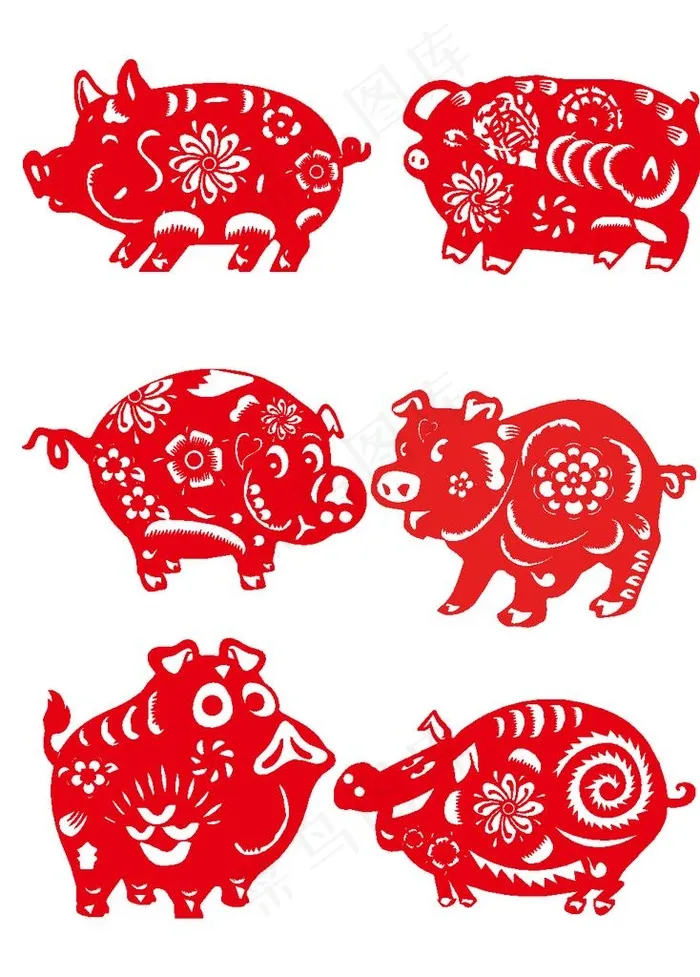 中国风节日剪纸画图片ai矢量模版下载
