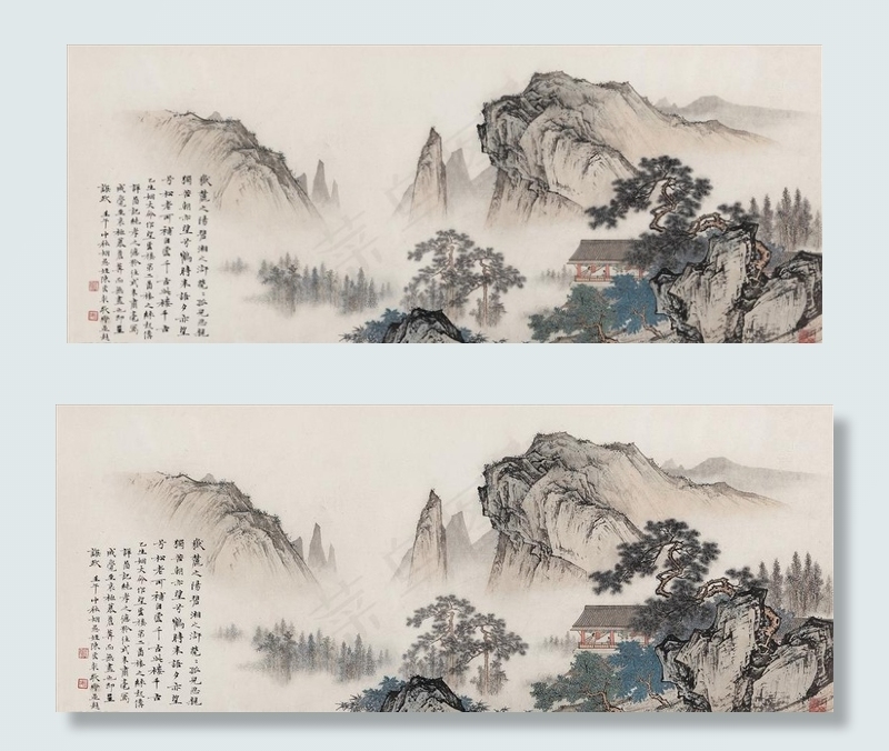 大气中国风水墨山水画图片